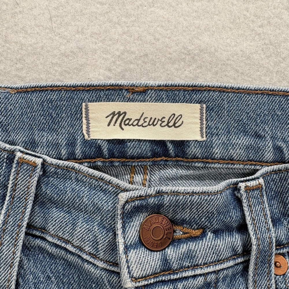 Madewell Perfect Vintage Straight Jeans Womens 23 High Rise Blue Raw Hem Crop - Picture 4 of 13